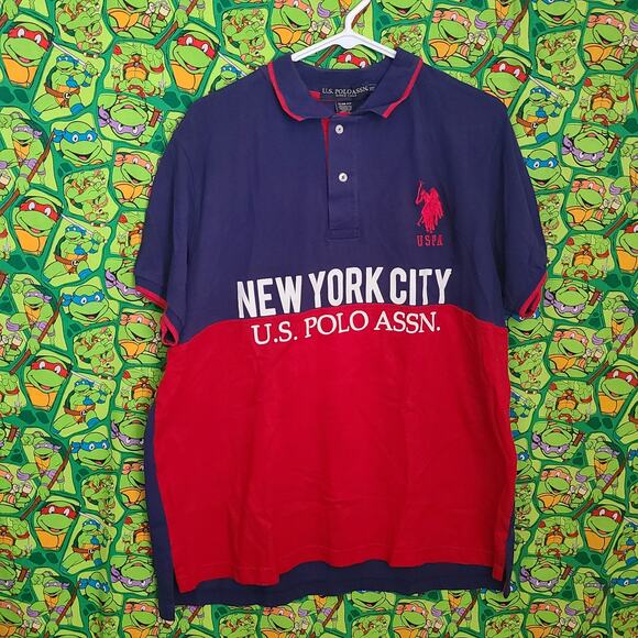 NEW YORK  CITY U.S POLO ASSN. BLUE & RED  SIZE 2XL  big logo - Picture 1 of 7